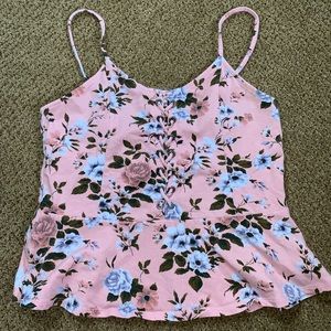 Pink floral peplum shirt